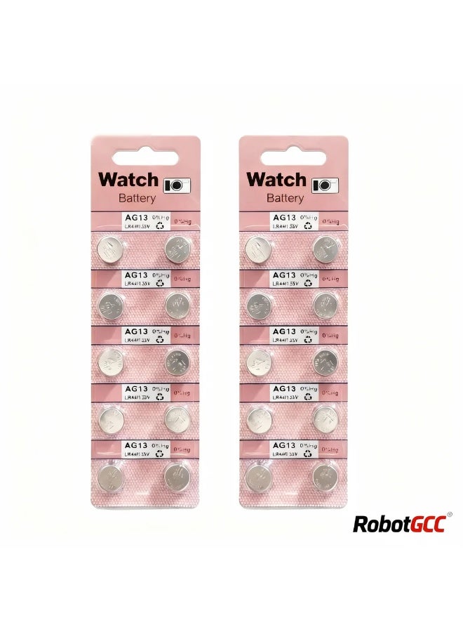 وبوت جي سي سي بطارية زر قلوية AG13 LR44 LR13 بجهد 1.55 فولت – عبوة 20 حبة (2 عبوات × 10) | جهد ثابت | بطارية خالية من الزئبق للساعات، الألعاب، الآلات الحاسبة، موازين الحرارة والأجهزة الإلكترونية الصغيرة - Image 3